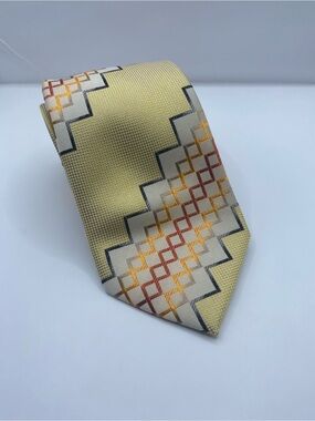 THE BIG KNOT by Steven Land Geometric Yellow Silk Tie